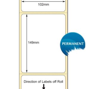 102mm x 149mm DT Paper Label, Permanent Adhesive, 500 Labels Per Roll (38mm Core / 127mm OD)