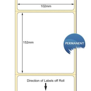 102mm x 152mm Standard DT Permanent Label, 475 Labels Per Roll (25mm Core / 127mm OD)