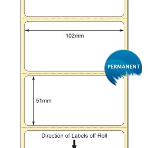 102mm x 51mm DT Paper Label, Permanent Adhesive, 1000 Labels Per Roll (38mm Core / 127mm OD)