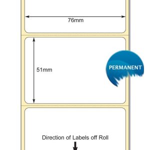 76mm x 51mm DT Paper Labels, Permanent Adhesive, 1000 Labels Per Roll (38mm Core / 127mm OD)